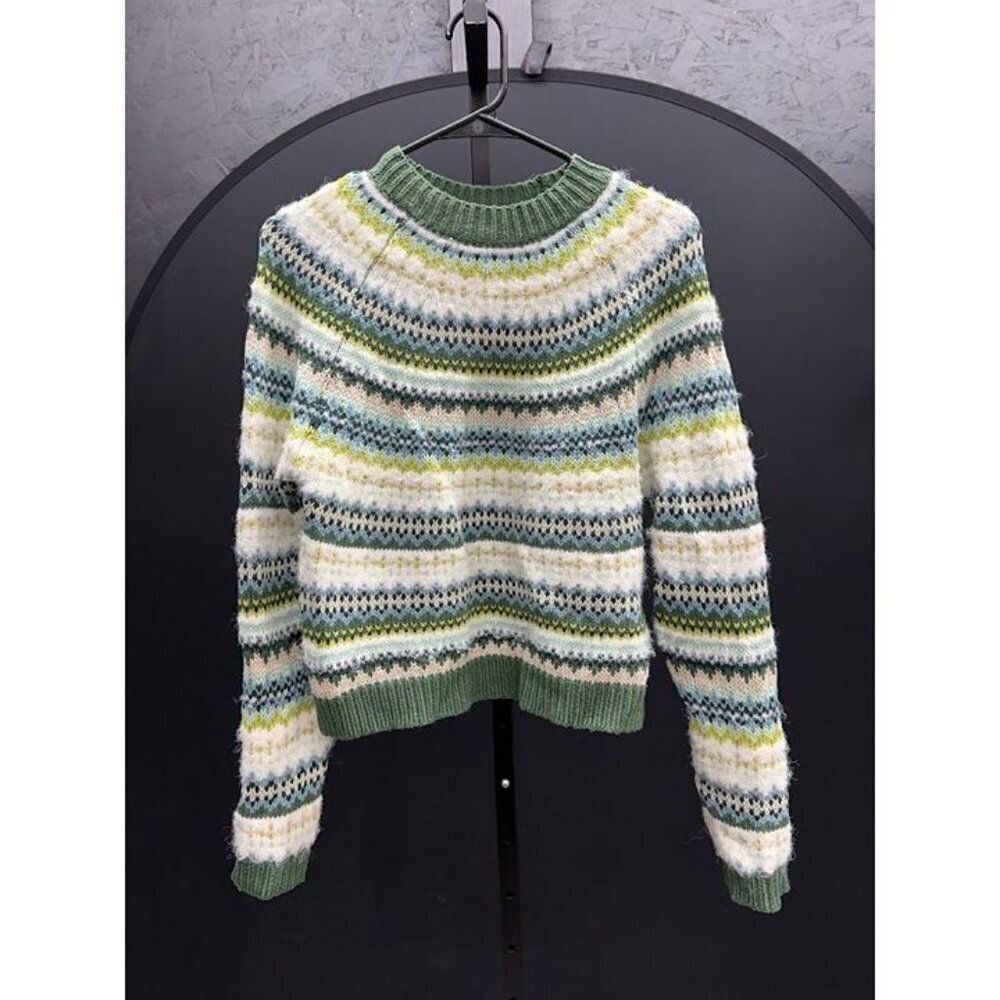 American Eagle Green Striped Sweater